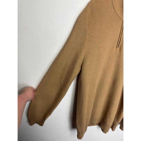 J Crew XL Cotton Honeycomb Knit Half-Zip Heather Acorn Pullover Long Sleeve - Picture 4 of 15
